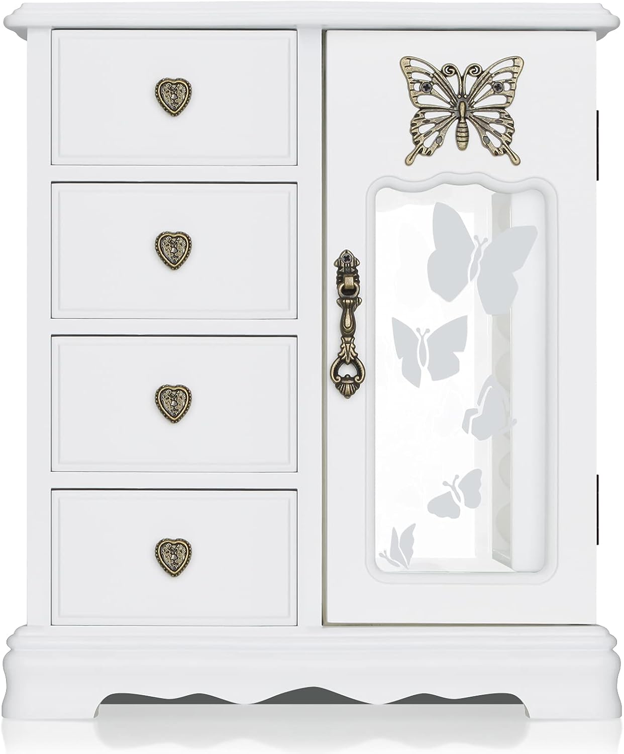 RR ROUND RICH DESIGN Solid Wooden Jewelry Box Makeup...