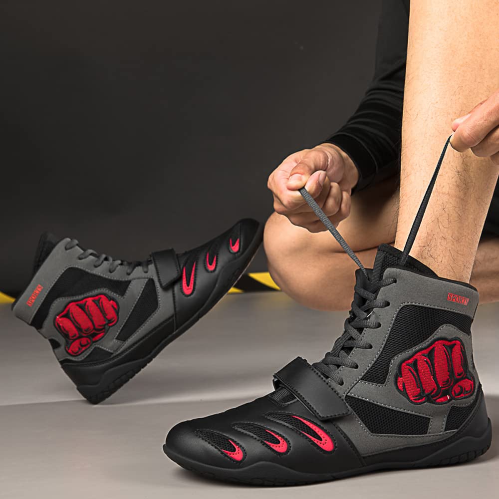 Scarpe da Boxe Wrestling Muay Thai Kickboxing Sparring Boxer Scarpe da Ginnastica Scarpe per Arti Marziali Bodybuilding Stivali da Boxe Sport Traspirante Antiscivolo