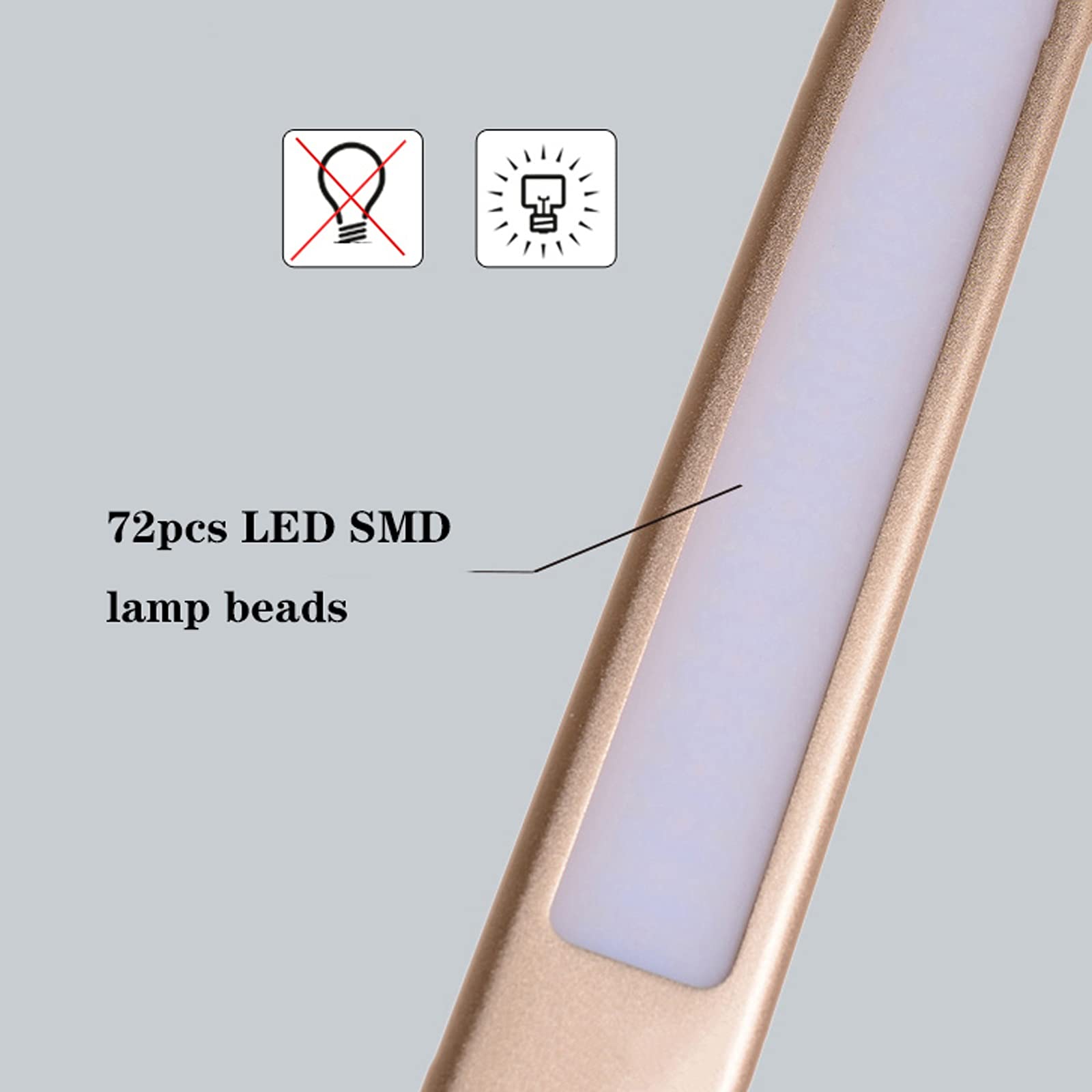 lampe de bureau Lampe de bureau à LED Dimmable Home Office Lampe Touch Contrôle 12W ARM LONG ARM Lampe de table pliable avec écran LCD, 3 modes de couleur et 5 niveaux de luminosité lampe de lecture