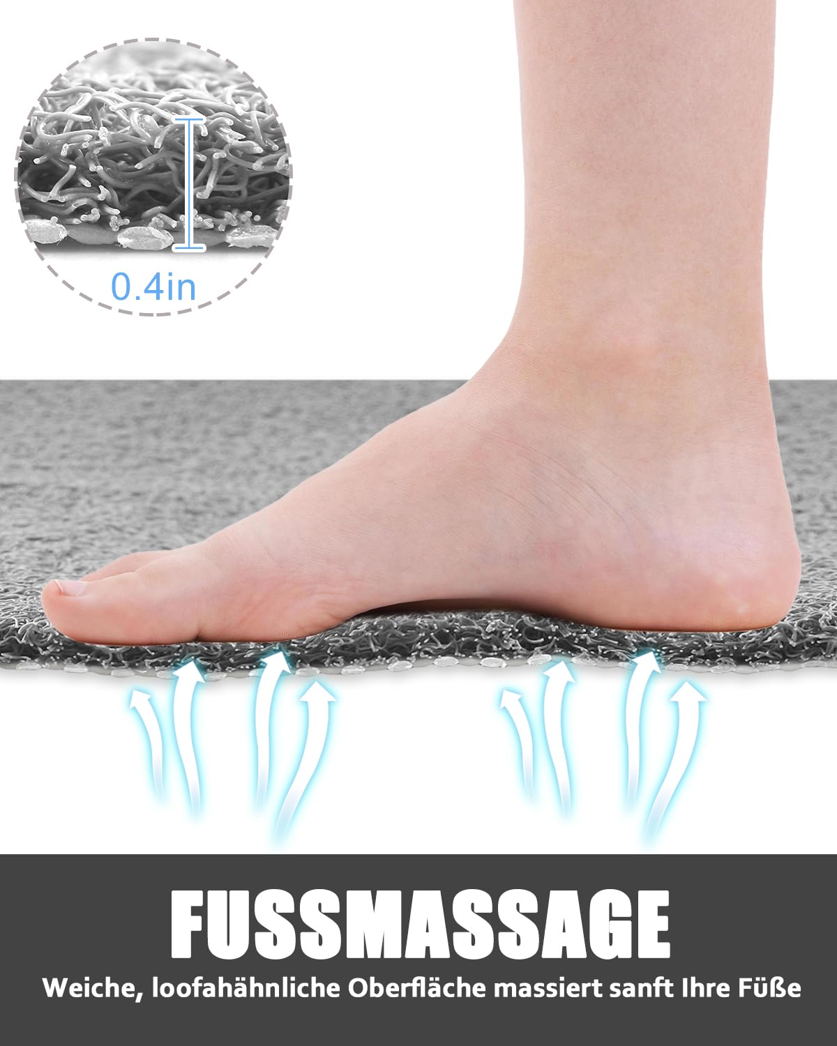 Duschmatte rutschfest 80 x100 cm - Extra Groß Sicherheits Badewannenmatte mit Ablauflöchern, Weich Komfort PVC-Luffa Massage Antirutschmatte für Dusche, Schnell trocknend