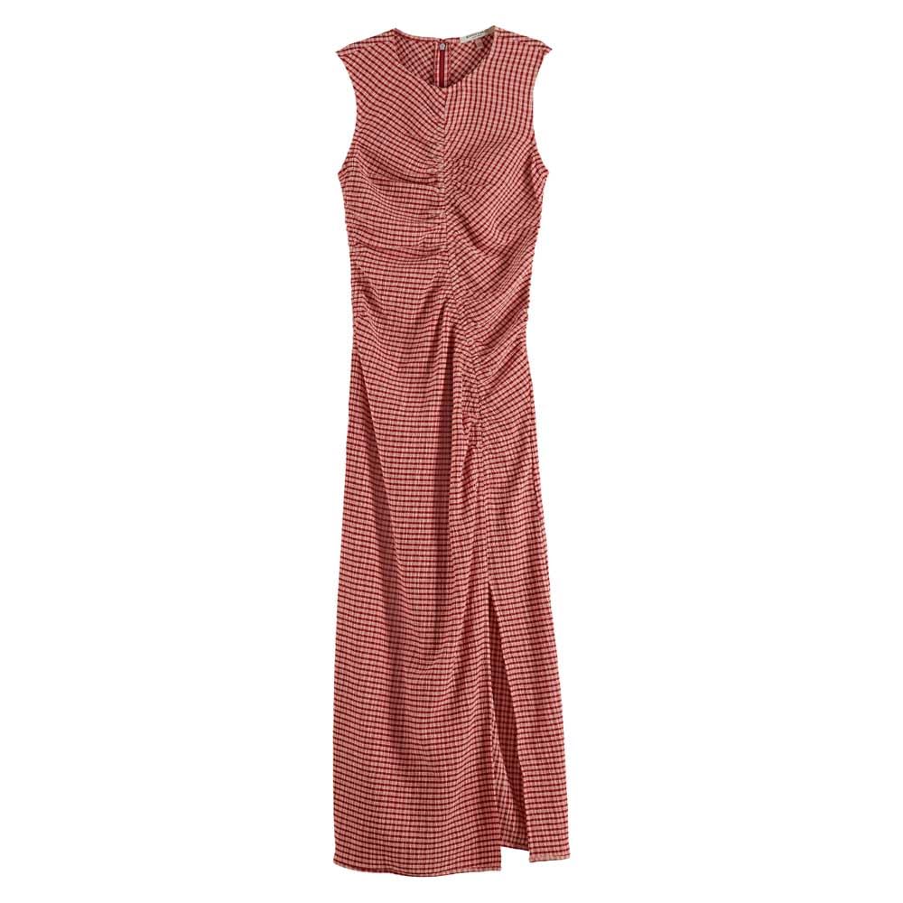 Scotch & Soda Structured Gingham Midi Dress, Roadside Red/Cotton Candy 624, M
