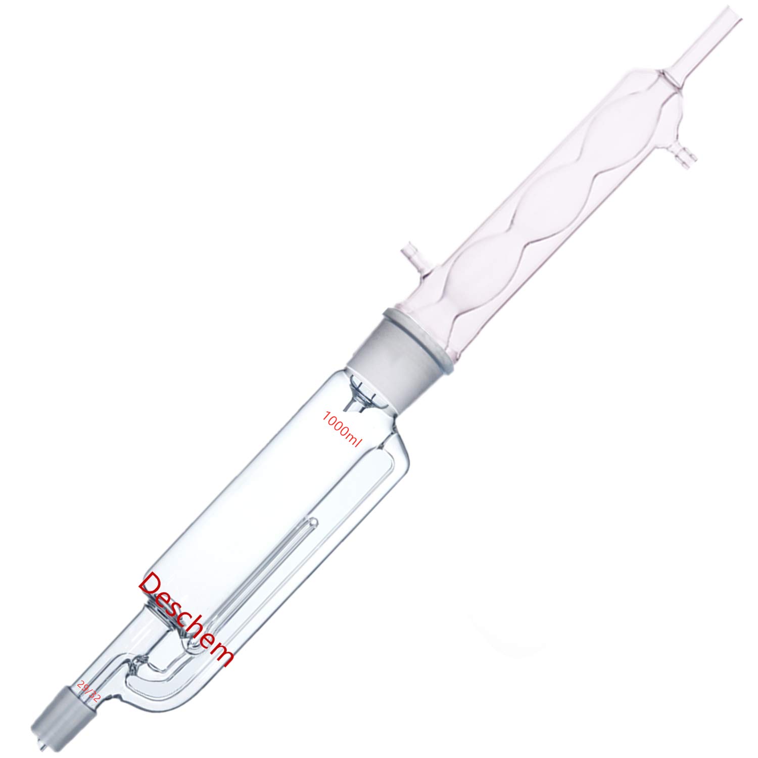 Extractor de soxhlet de cristal de laboratorio con condensador Allihn y cuerpo de 1000 ml con termo inferior plano de un litro 29/32