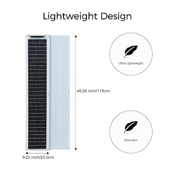 50 W Flexible Solar Panel Solar Panel Solar Panel Flexible Camping Slim Long 18 V Monocrystalline Pv Module for 12 V Batteries Photovoltaic Panel for Balcony Boat Flat Roof Tile Roof