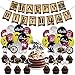 PAIDJSA Conjunto de suministros para fiesta de cumpleaños, bandera de feliz cumpleaños, globos, adornos para tartas, decoraciones para fiestas temáticas