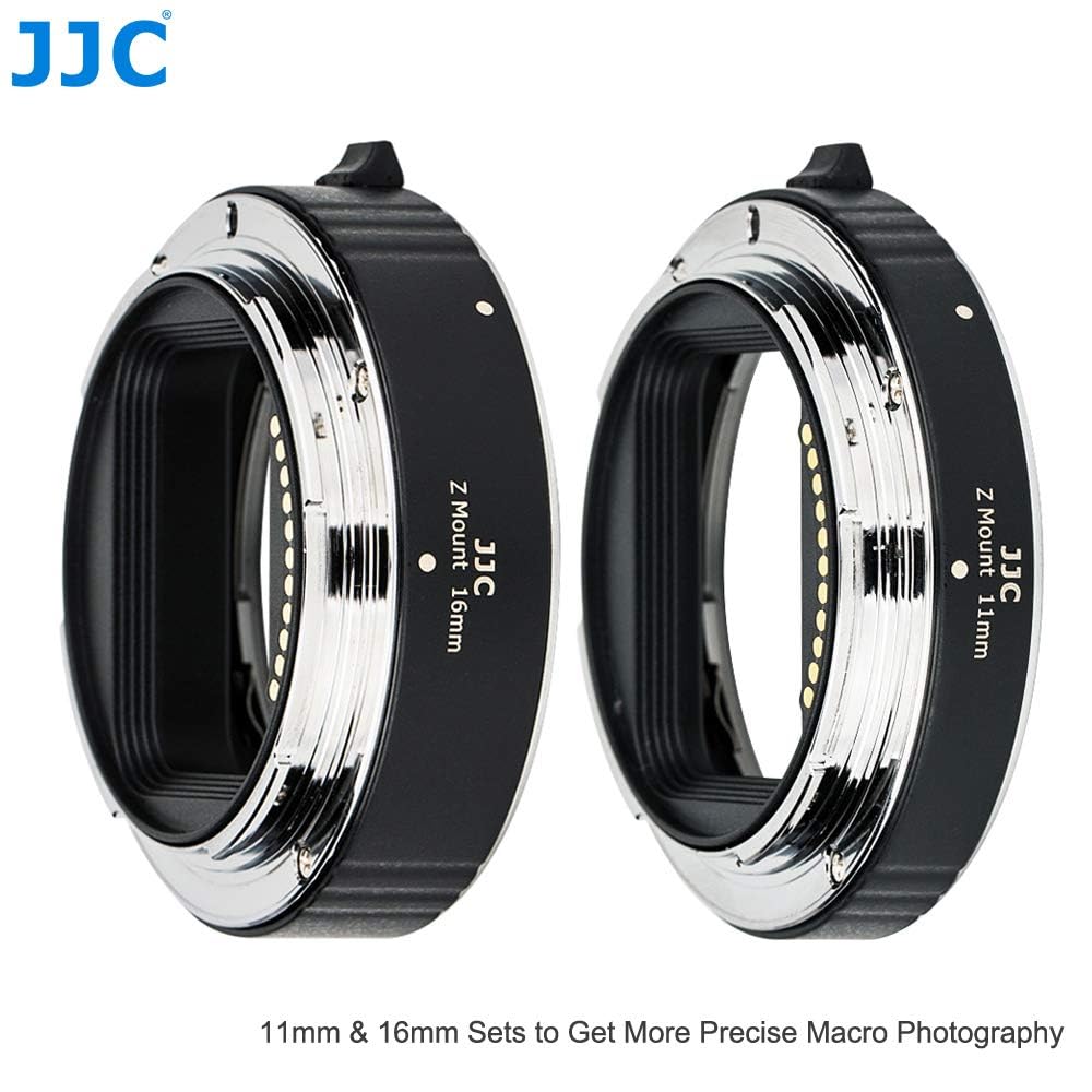 JJC 11mm/16mm Sets Metal Tubo de Extensión TTL Enfoque Automático AF para Nikon Z Mount ZR Z9 Z8 Z7, Z7II, Z6, Z6II, Z5, Z50 Z30 Zf Zfc Cámara Digital y Lentes Z Mount