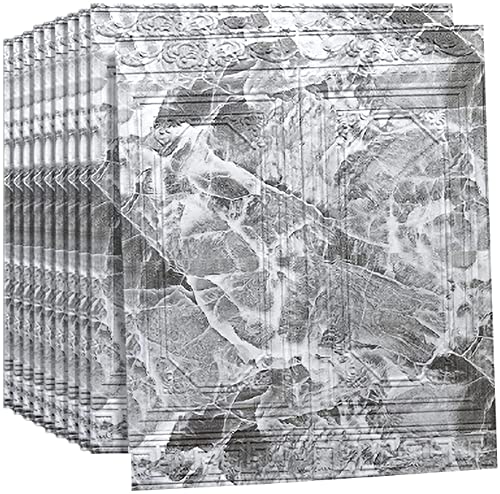 Papier peint brique 3D gris 70x90cm de 10 panneaux muraux étanches - 2