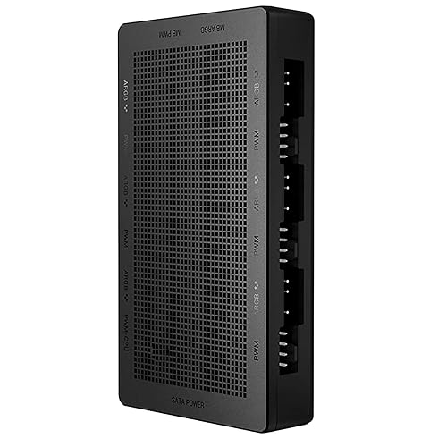 Miniatura 10 de Hub de ventilador RGB de 10 puertos PWM direccionable RGB divisor de ventilador 5 V3 pines para fuente de alimentación SATA + control de placa base,