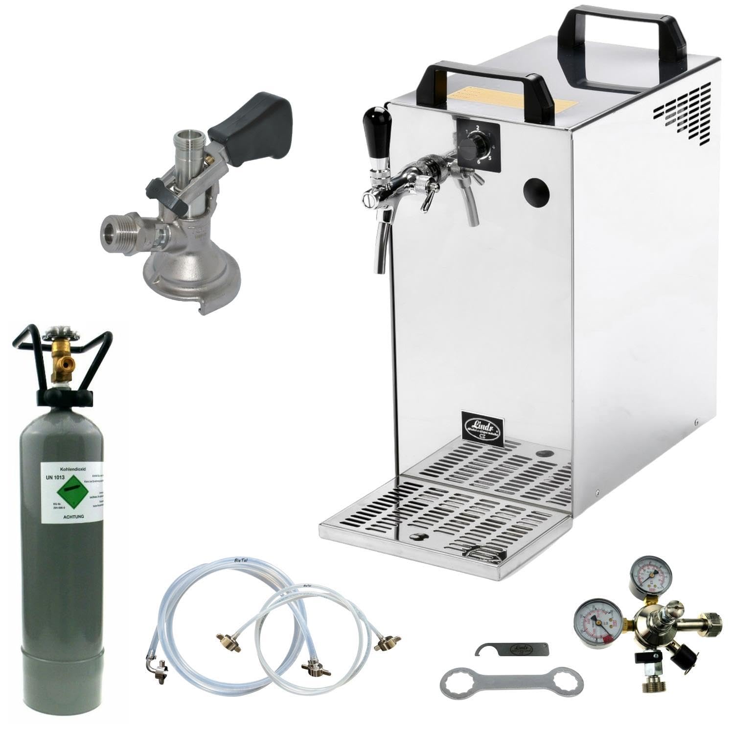 Bierkühler BieTal® Bierzapfanlage 60 Liter 1-leitig KOMPLETTSET - KEG Kombi - CO2 2 Kg