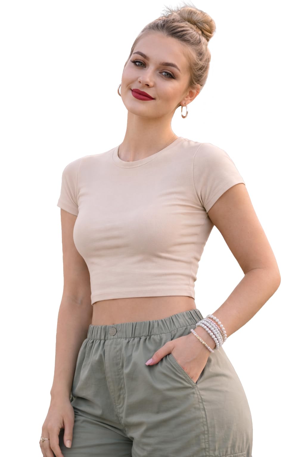 keri perry Tops for Women Crop Top for Women's Tank Activewear Tee Sports Casual Round Neck Cotton Camisole-picture-16