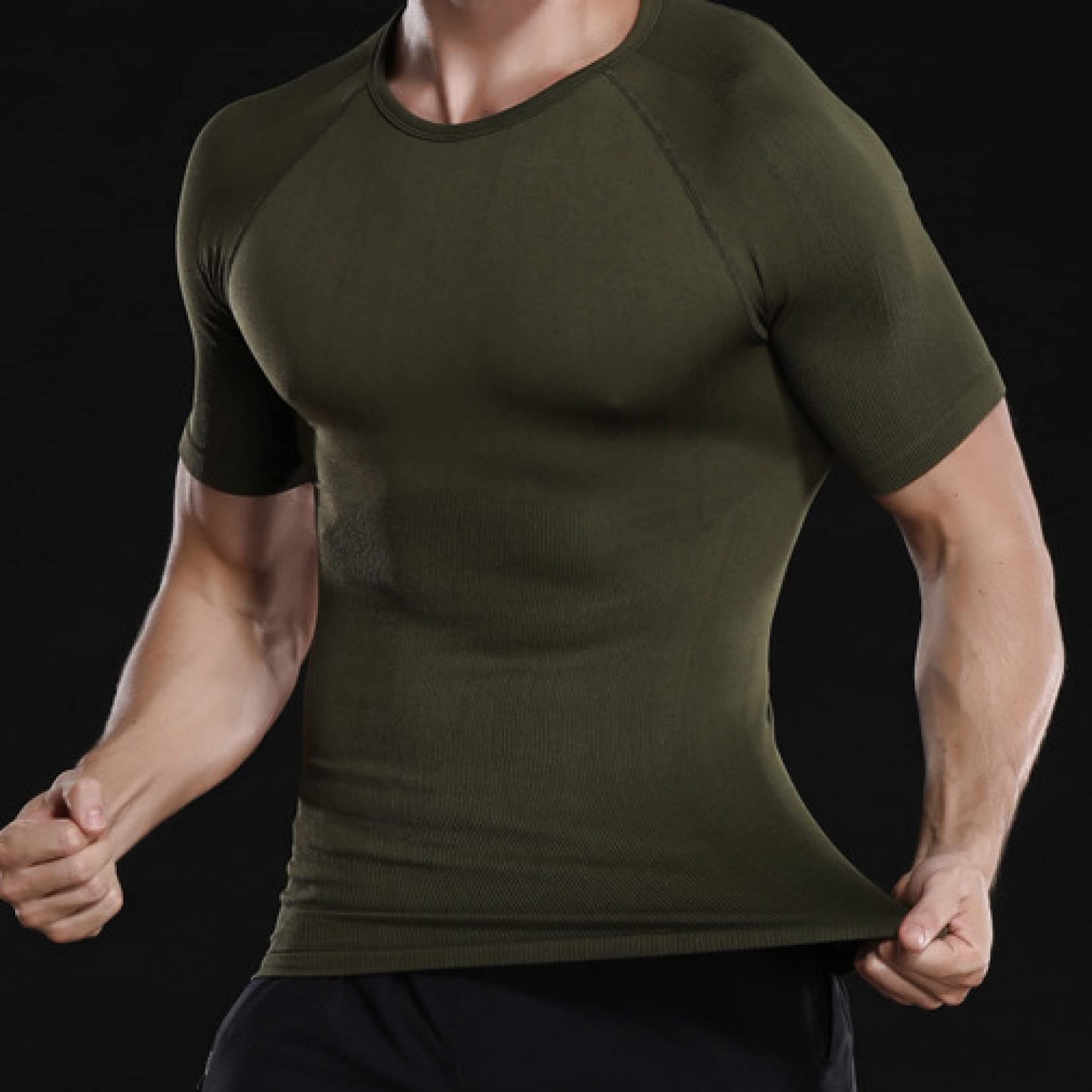 Męska odzież modelująca tank top z okrągłym dekoltem kompresyjne koszule odchudzające odchudzanie odchudzanie modelowanie ciała podkoszulek na siłownię dobre