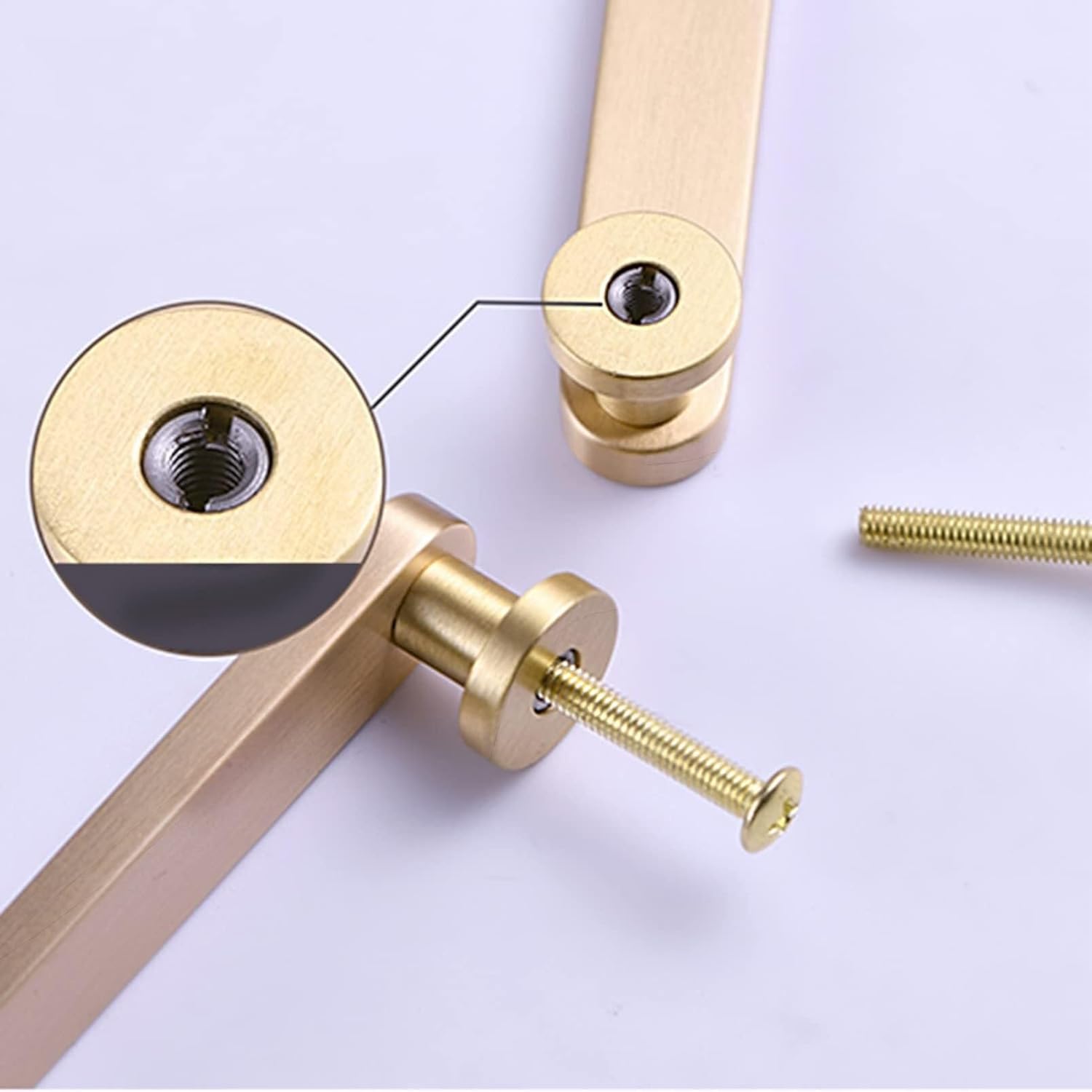 Cupboard Handles,Solid Brass Drawer Handles Vintage Dresser Handles Brushed Cabinets Handles 2 Pack for Wardrobe,Dresser,Furniture Decoration (Size : 192mm/7.6in)