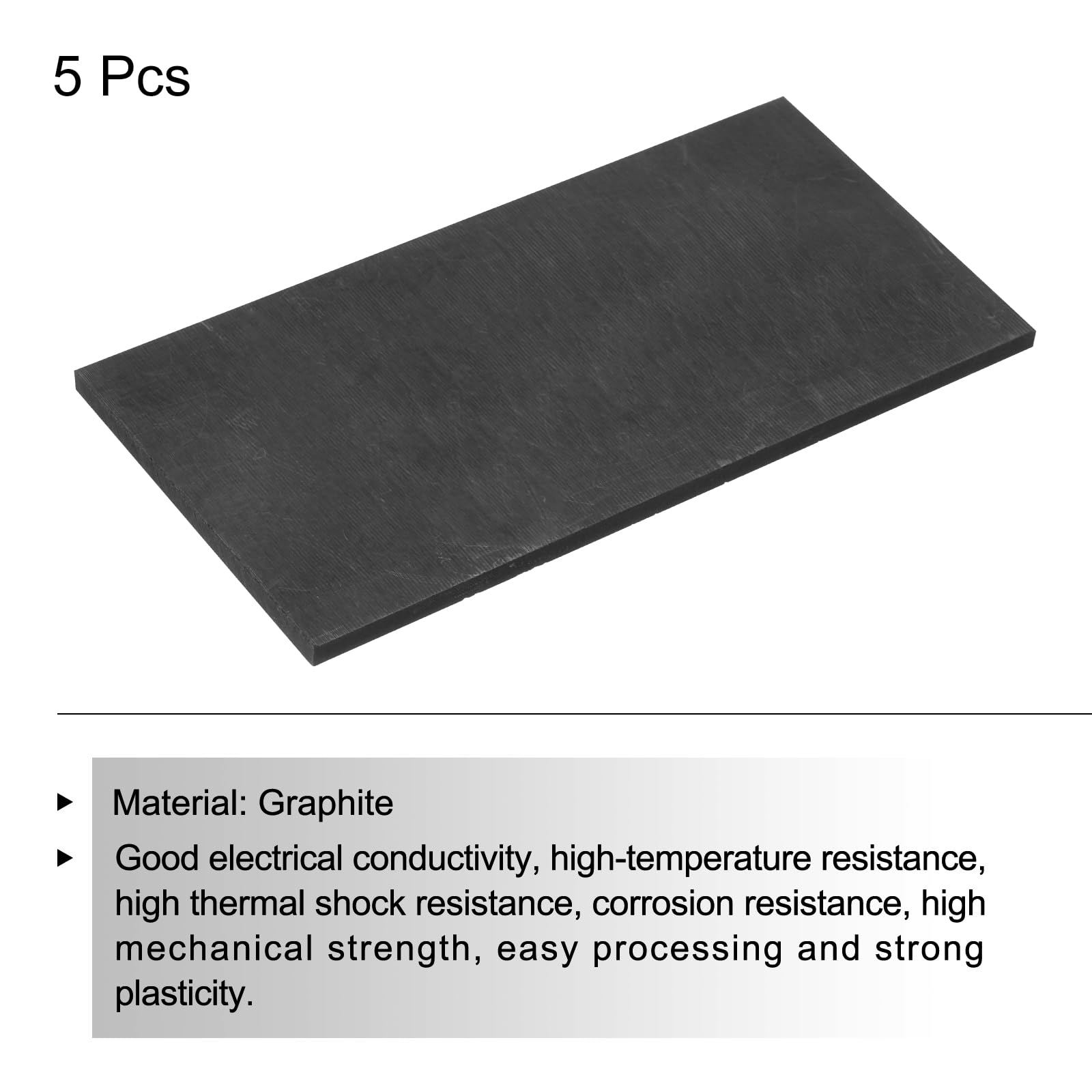 QUARKZMAN Blocco di grafite Ingot Piastra rettangolare in grafite 100x50x3mm per fusione, 5 pezzi