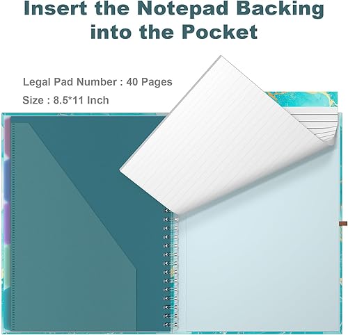 Miniatura 53 de Hongri Clipboard Folio with Refillable Lined Notepad, 8.5 x 11 Folders with Storage 10 Pockets, Spiral Portfolio, Size 12.8x 9.7 in, Office & School