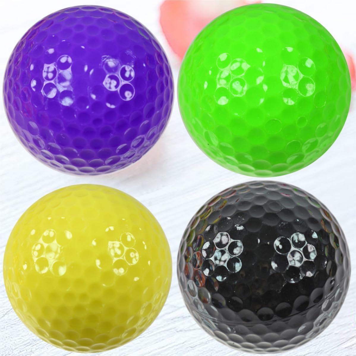 4pcs Lightweight Flexible Rubber Golf Practice Balls for Indoor Practice and Sports Training Non-Porous Training Balls for Effective Swing Workout Random Color
