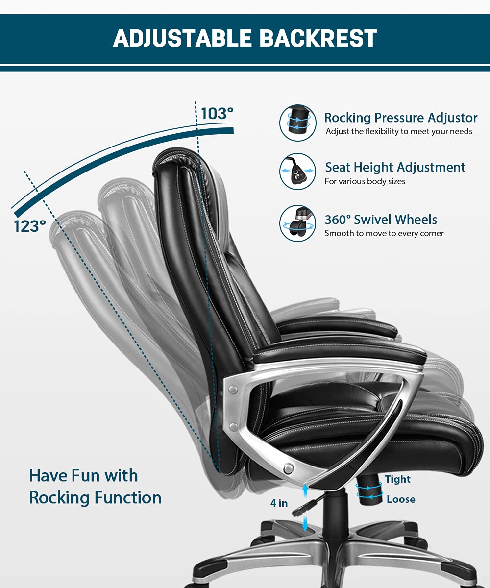 VANSPACE Executive Office Chair High Back, Office Chair 350 lbs Leather