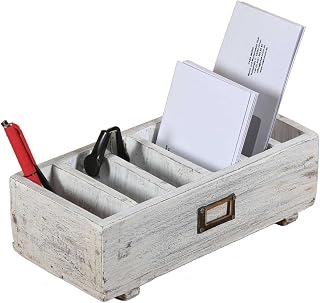Tivoli NUA008 - Organizador de madera de teca reciclada con 7 compartimentos, color blanco