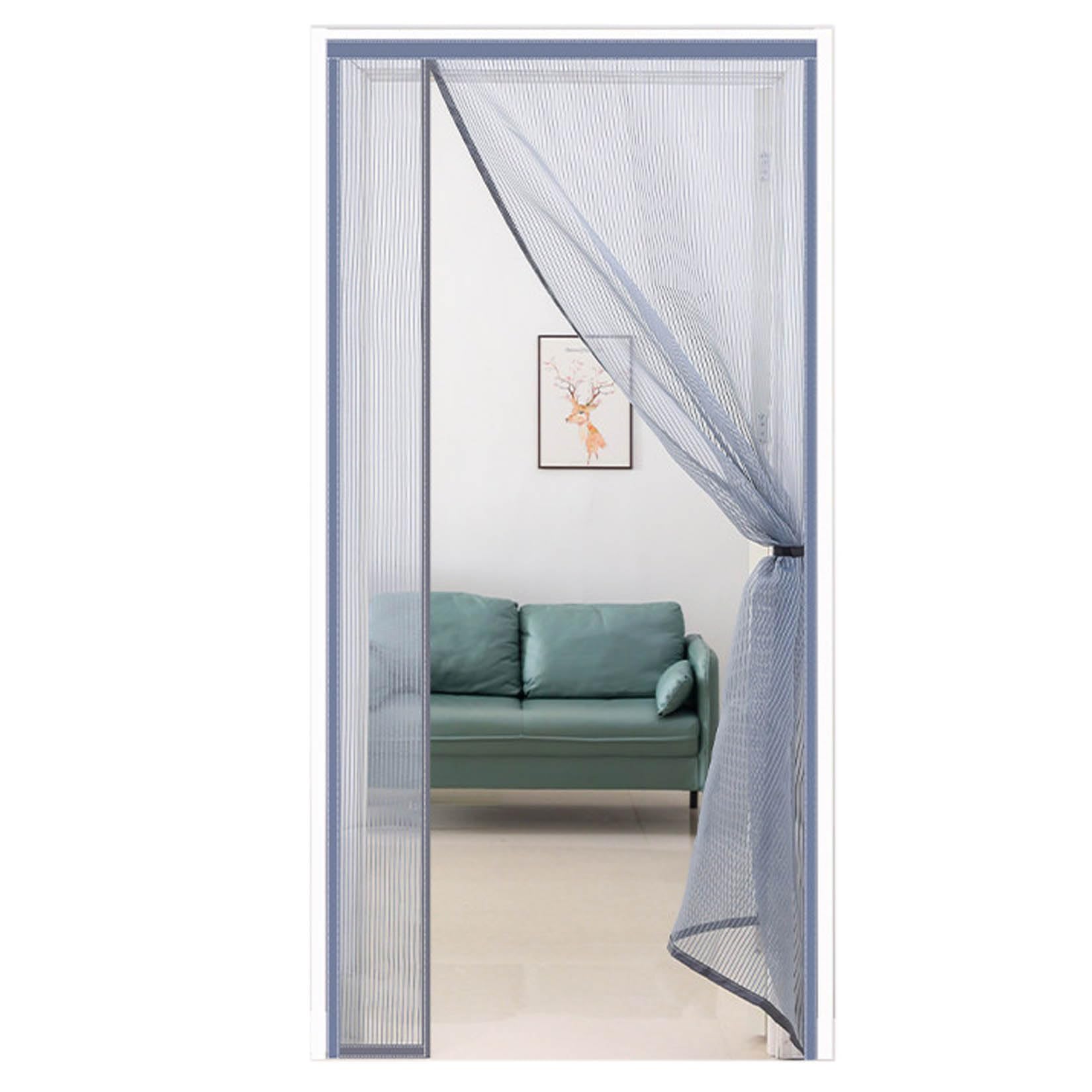 Moustiquaire porte fenêtre rideau anti insectes filet ultra dense gris