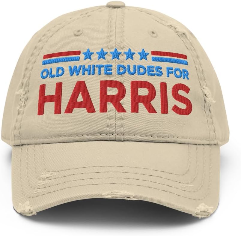 Hogue WS LLC Old White Dudes for Harris Hat (Embroidered Distressed Dad Cap) Old White Males for Harris Hat