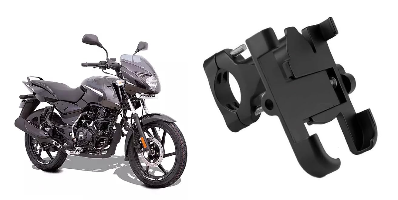 Bike Mobile Holder Metal (Aluminium Alloy) | 360° Rotation Handlebar Phone Mount | Anti-Vibration Clamp | Motorcycle & Cycle Mobile Stand Suitable for Bajaj Pulsar 125-picture-11