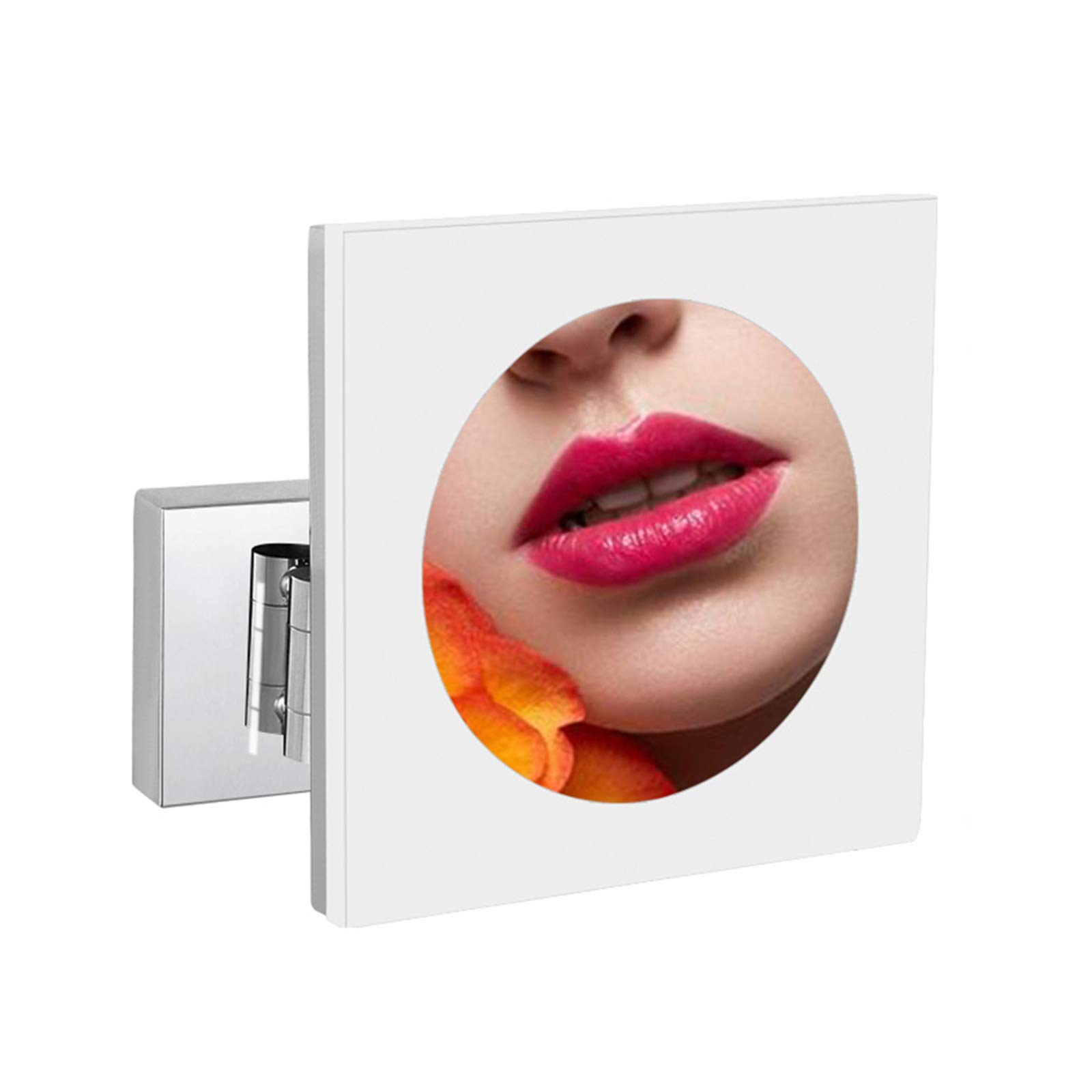 FDCC 8 inch Brass Makeup Mirror with LED Light, 3X/5X/7X/10X Magnification Mirror, Extendable Wall-Mounted Vanity Shaving Bathroom Mirror with Plug,10X