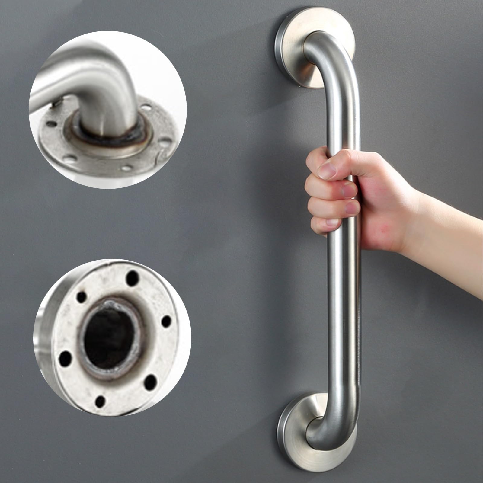 Home Care Bathroom Safety 15 Inch Stainless Steel Handicap Grab Bar for Bathtub and Shower, Slip Resistant Finish(60CM)