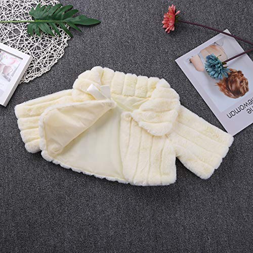 Image of Agoky Flower Girls Faux Fur Bolero Shrug Shoulder Wrap Cape Wedding Prom Party Dress Cape Coat Stole