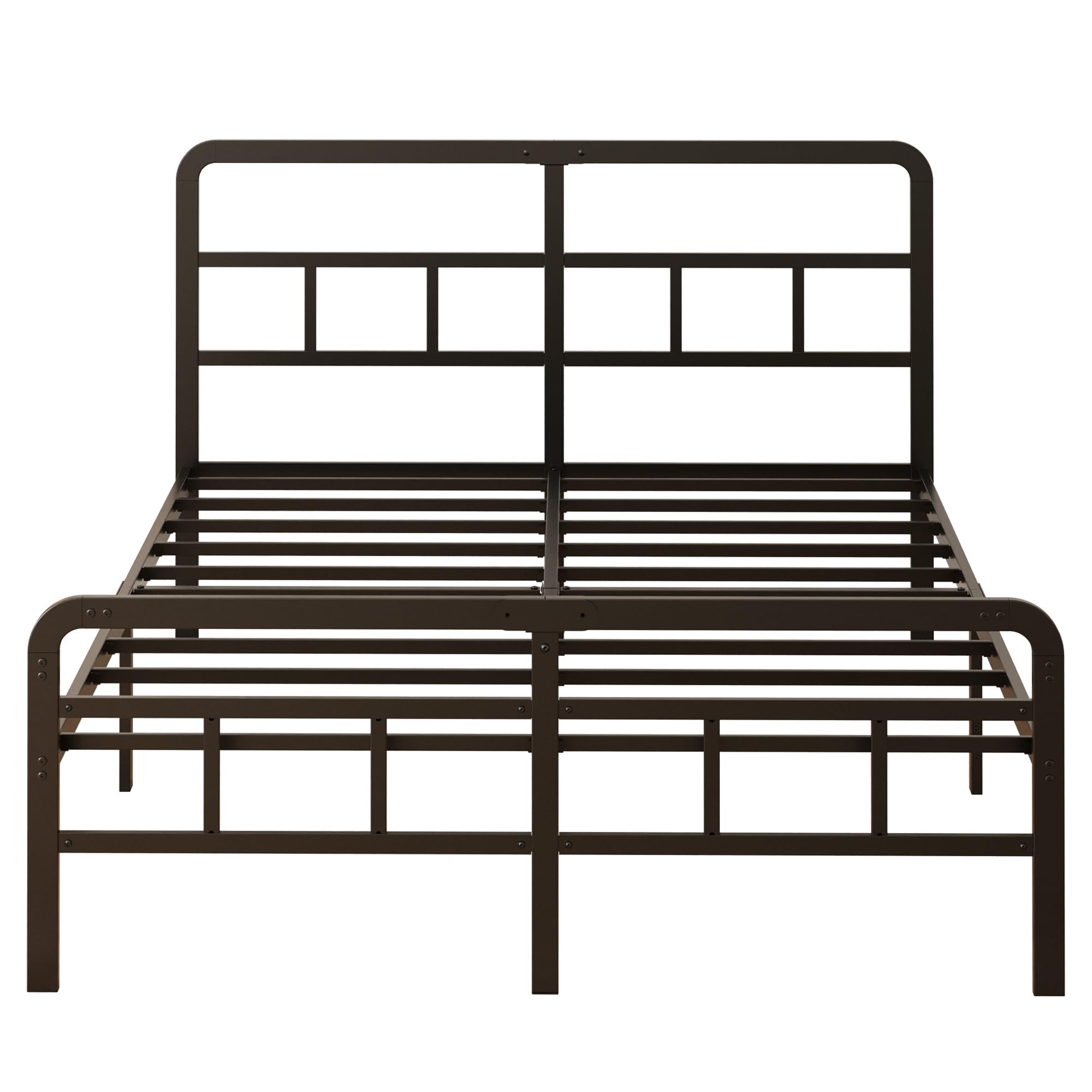 Yicensen Metallbett 140x200 cm mit Gebogenem Kopf und Fußteil, Bettgestell aus Metall für Doppelbett mit Schweren Metalllatten für Stabilen Halt, Geräuschlos, Einfach zu Montieren, 36cm Hoch, Schwarz