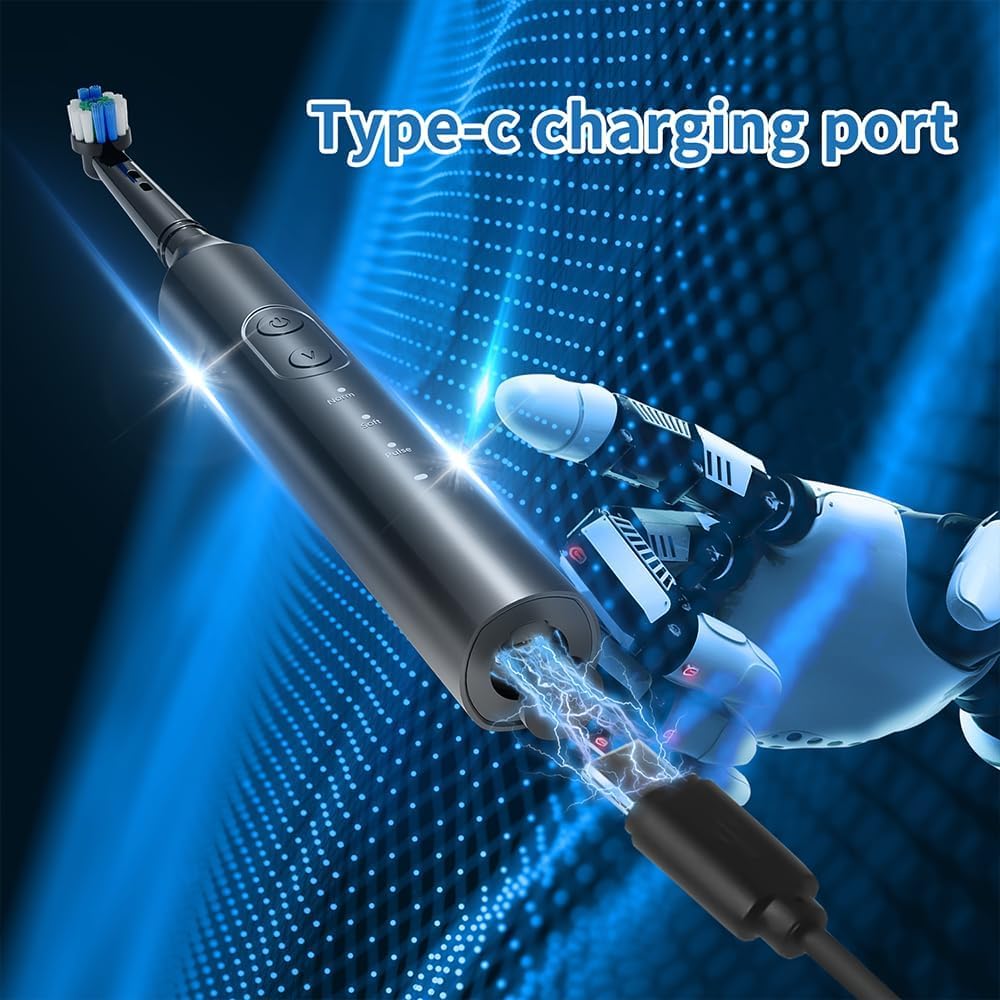 Deep Clean - Spazzolino da denti elettrico ricaricabile, sensore di pressione per proteggere le gengive (bianco chiaro)