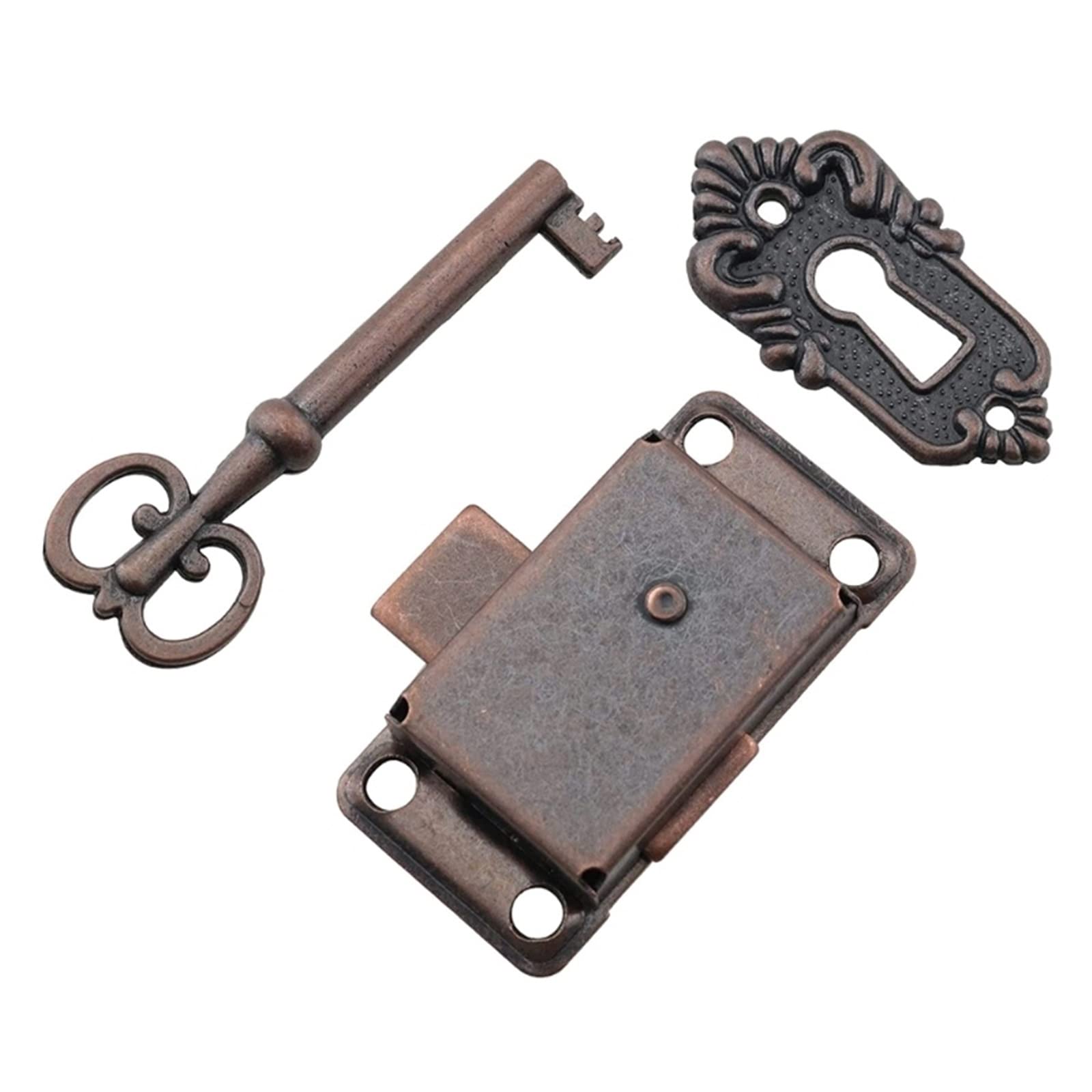 Cerradura de pestillo, cerraduras Decorativas for Muebles, cerraduras de cajón de Hierro Antiguo con Llave, joyería, Caja de Madera, pestillo, herrajes for Muebles