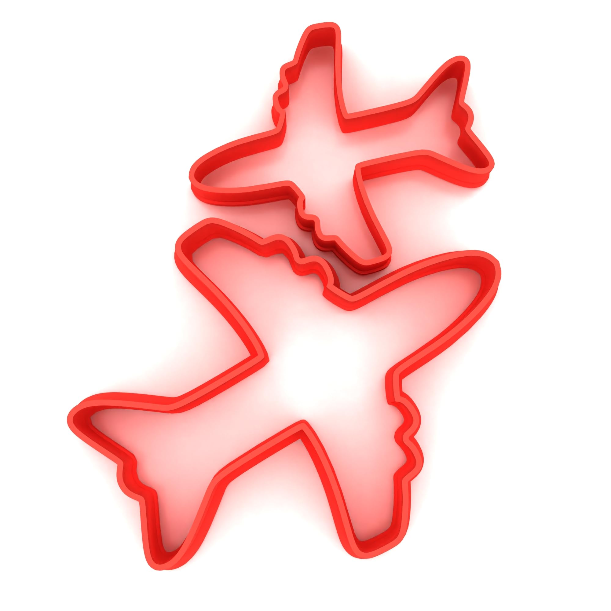 Custom Cutters Airplane Shape Cookie Cutters | Set of 2 Plastic Cutters for Baking, Fondant, Clay, Pastry, Icing, Jewellery (5CM + 8CM)