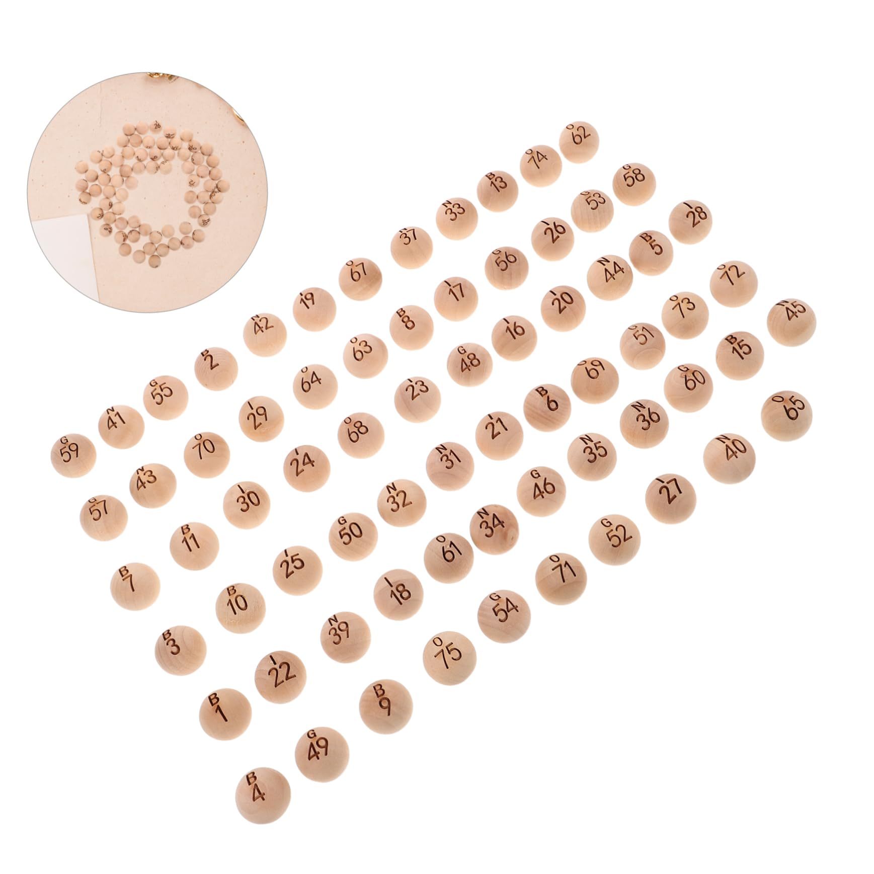 Supvox 75-Teiliges Bingo Kugeln Set Aus Massivholz Nummerierte Loskugeln FüR Tombola Familienfeiern Und SpielzubehöR