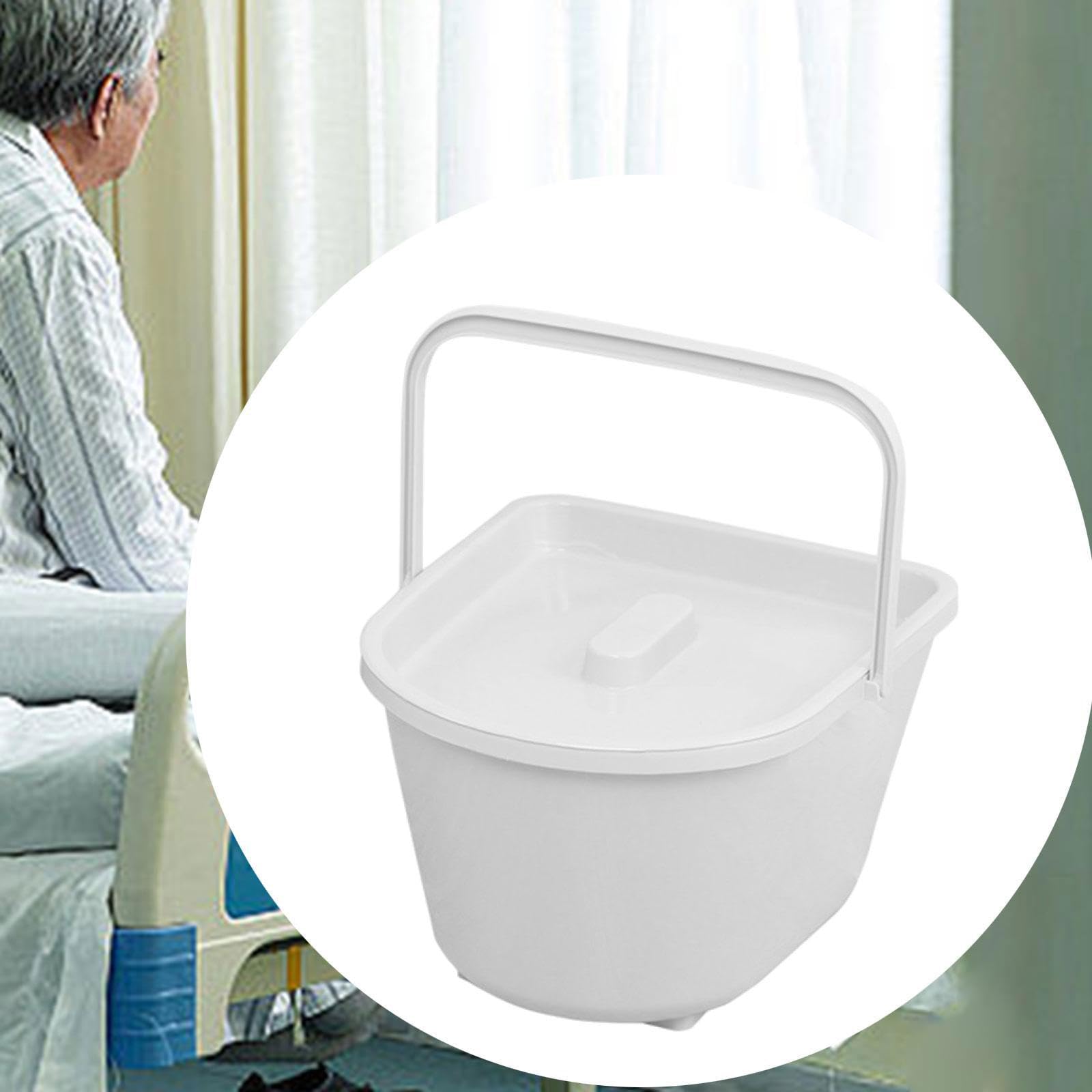 Commode Chair Bucket con Vaso Da Notte Leggero Secchio per Sedia Da Toilette Portatile con Manico Urinale Pratico in Resina PP Recipiente per Squat Co, Bianco