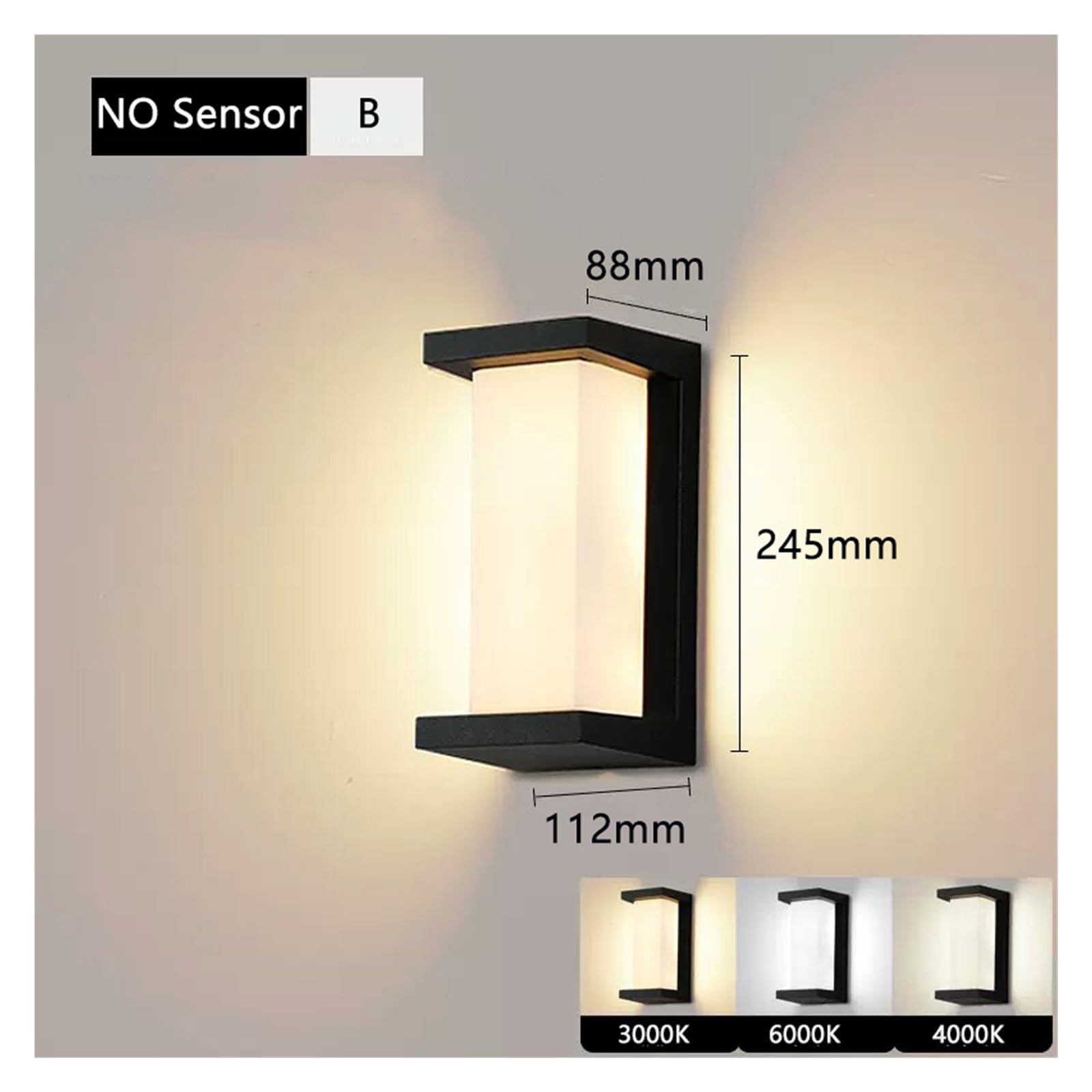 12-20W Wodoodporna zewnętrzna lampa ścienna LED z czujnikiem ruchu IP65 do oświetlenia ogrodu na balkonie na werandzie AC220V/12V/24V(Natural Light 4000K,N MOTION SENSOR_VOLTAGE DC24V 12W)