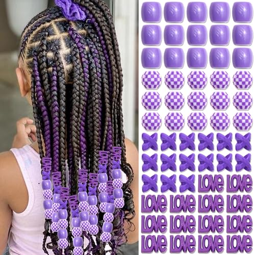 Accesorios para trenzas 60 piezas color púrpura miniatura 1