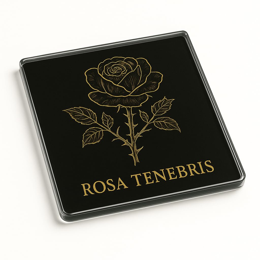 The Plum Penguin Nocturne Flora Acrylic Coaster Gift - Unique Dark Academia Design With Poison Plant & Black Rose Illustration