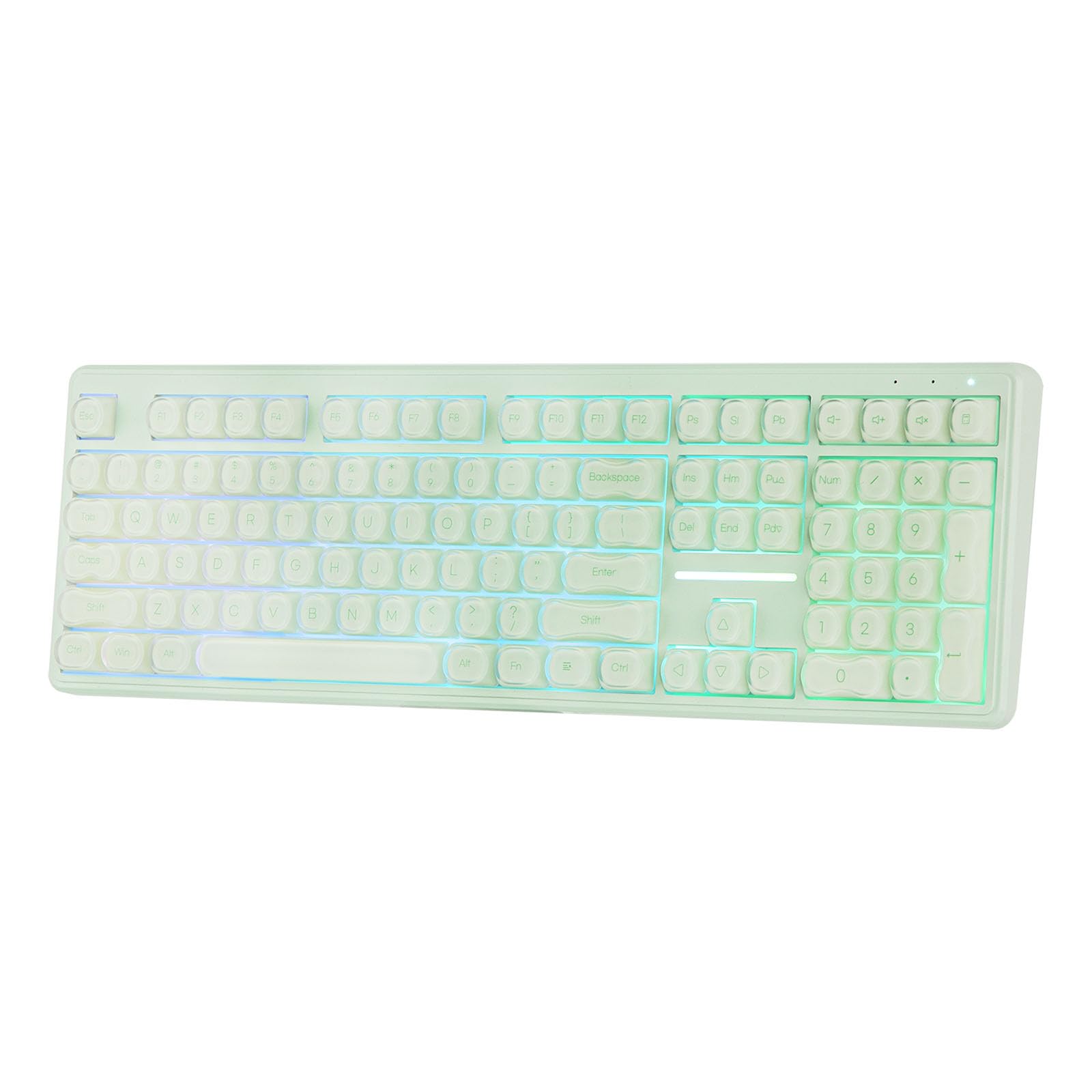 MechLands M108 tastiera full size 100% con tastierino, membrana morbida, wireless 3 modalità, batteria 5000mAh, tasti PBT, RGB, rollover 26 tasti. Compatibile Win/Mac, per gaming e ufficio (Verde)
