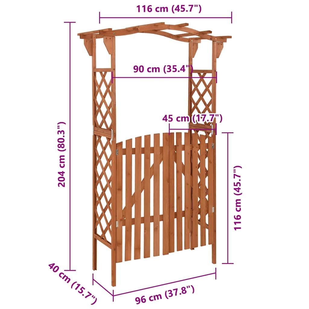 Pérgola de madera de abeto, arco de jardín marrón