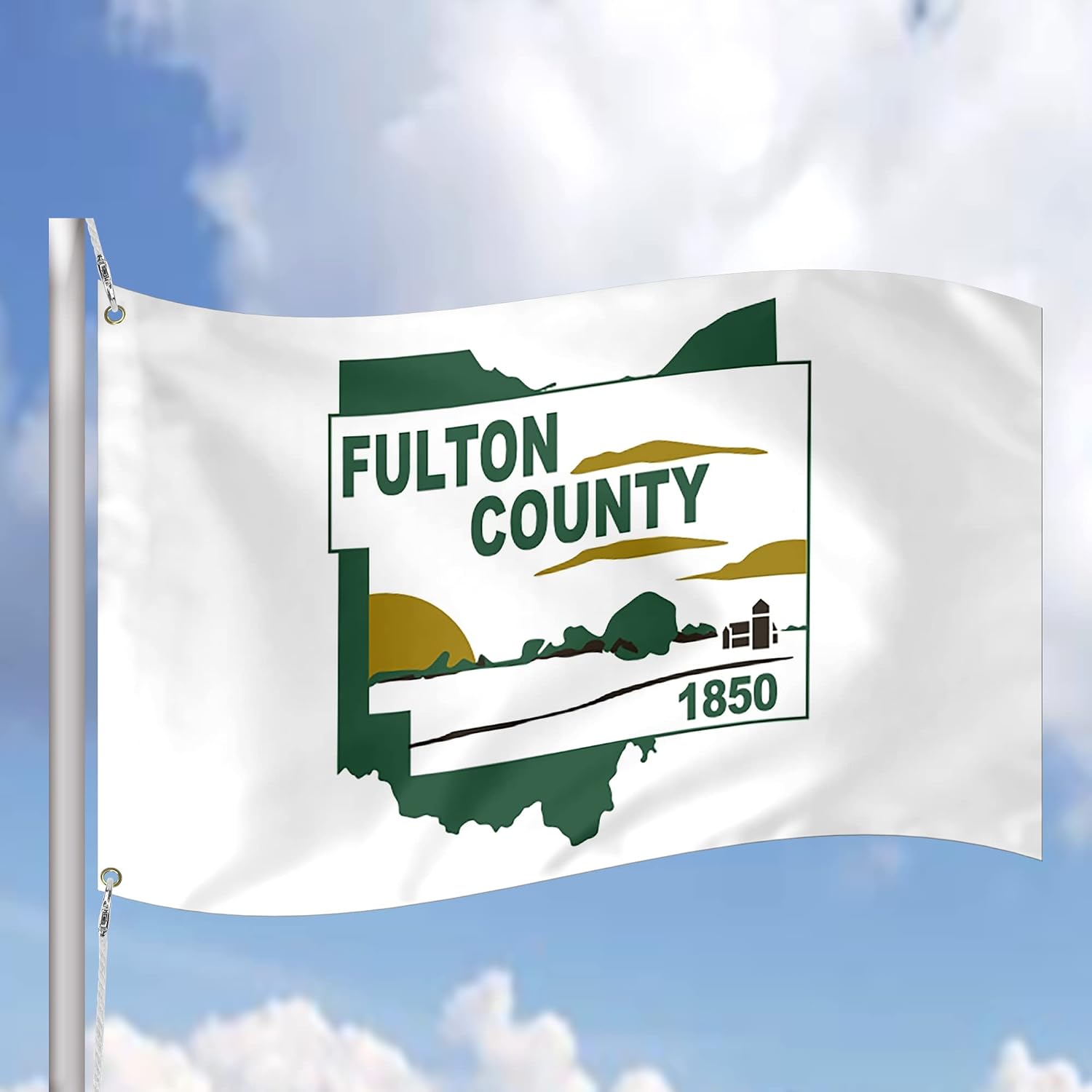 Fulton County Ohio 3x5 feet Flag Banner Vivid Color Double Stitched Brass Grommets (Fulton)