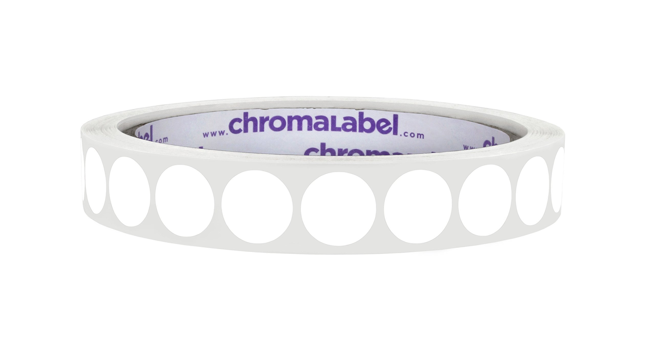ChromaLabel 12.7mm (1/2 Inch) Round Permanent Colour-Code Dot Stickers, 1000 per Roll, White