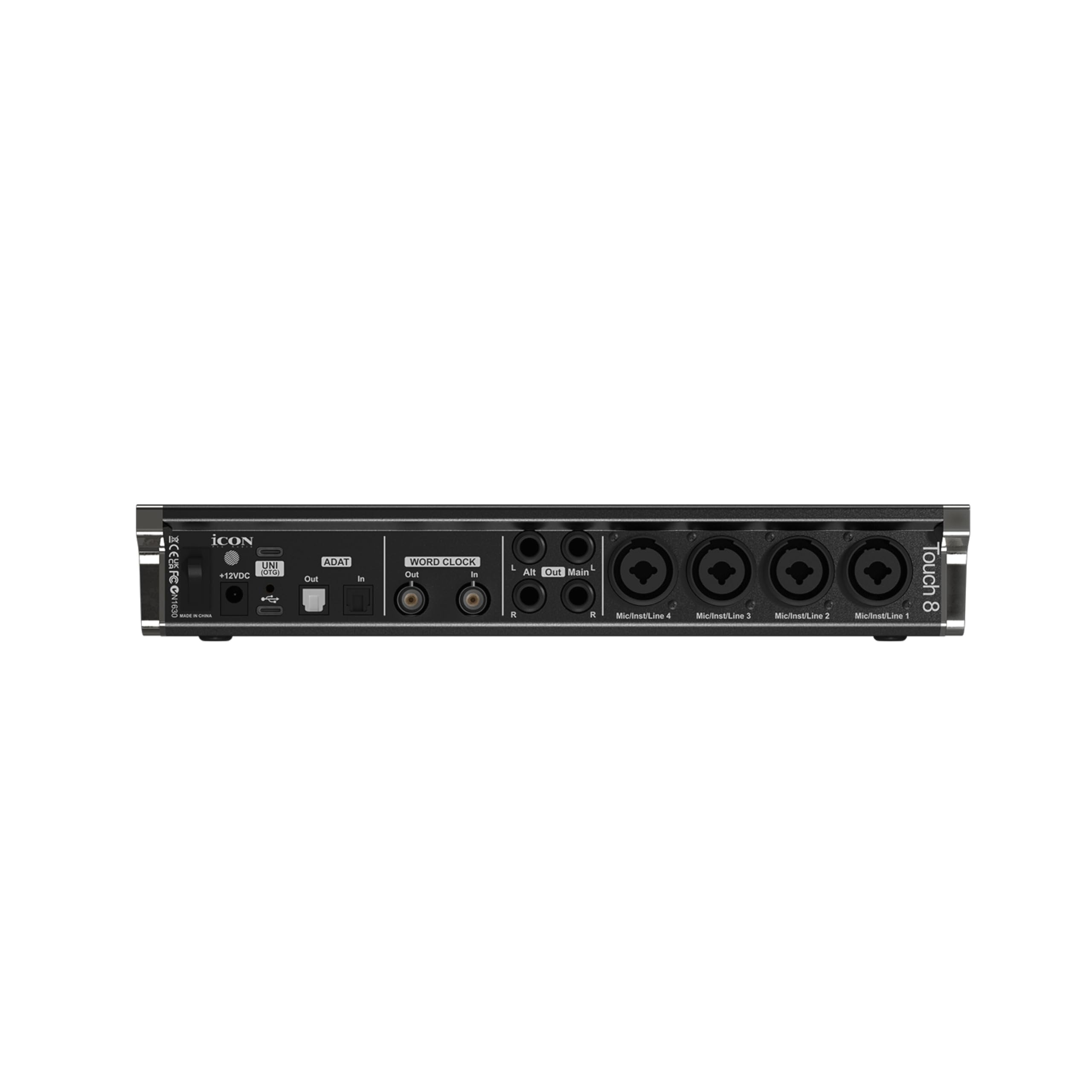 Icon Pro Audio Touch 8 - Interfaz de audio USB de 12 × 12 con pantalla táctil de 10 pulgadas, 4 entradas de micrófono/línea y ADAT para grabación de estudio