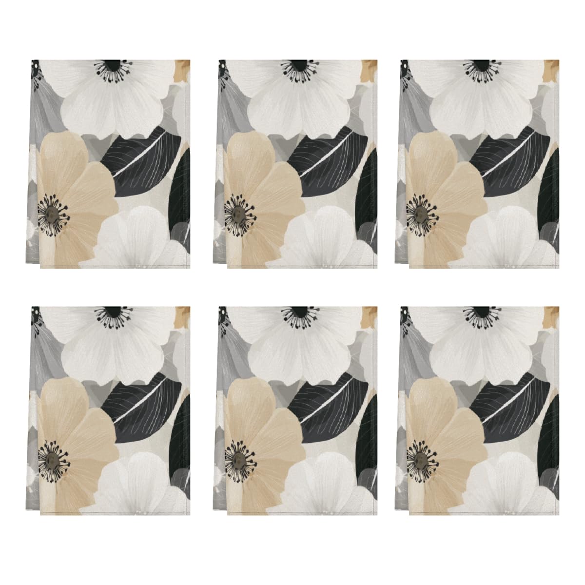 Torchons en microfibre motif floral lot de 6 essuie-mains de cuisine absorbants 45x72 cm