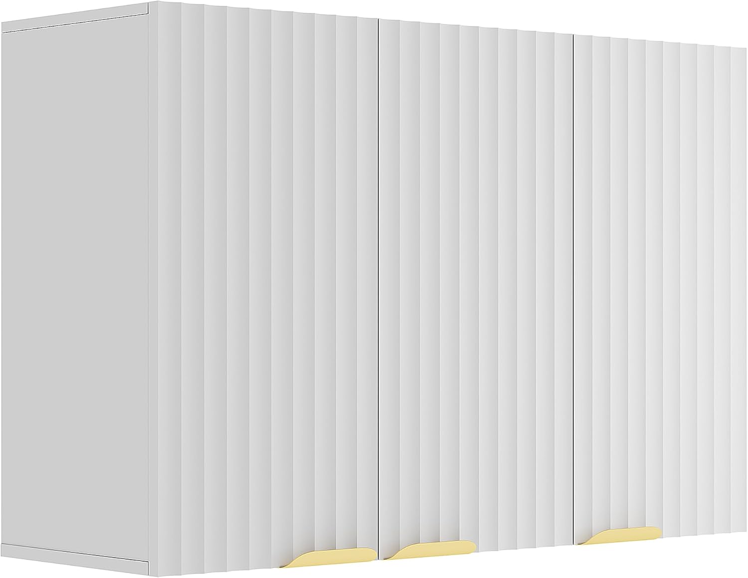 ChooChoo 3-Door Bathroom Wall Cabinet, Fluted Kitchen Wall Cabinet with Adjustable Shelf, Wall Mounted Storage Cupboard for Bathroom, Laundry Room, Entryway, Garage, White White 11.81"D x 35.43"W x 23.62"H (3 Doors)