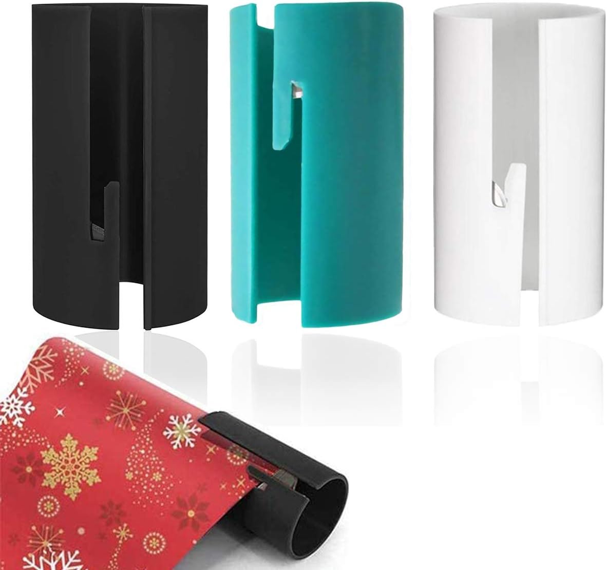3 Pack Christmas Wrapping Paper Cutter Tube, Paper Roll Cutters, Sliding Gift Wrap Cutter, Storage Holder & Dispenser W/Embedded Blade, Roll Sliding Line Cut Trimmer, Round Lip, Safer and Easier Cutting : Office Products