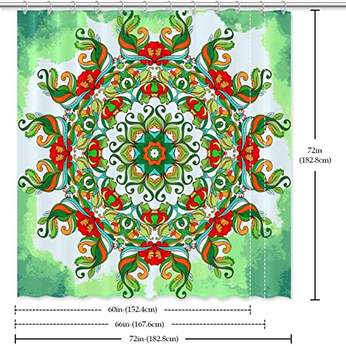 Rideau de douche de qualité supérieure mandala vert imperméable - 7