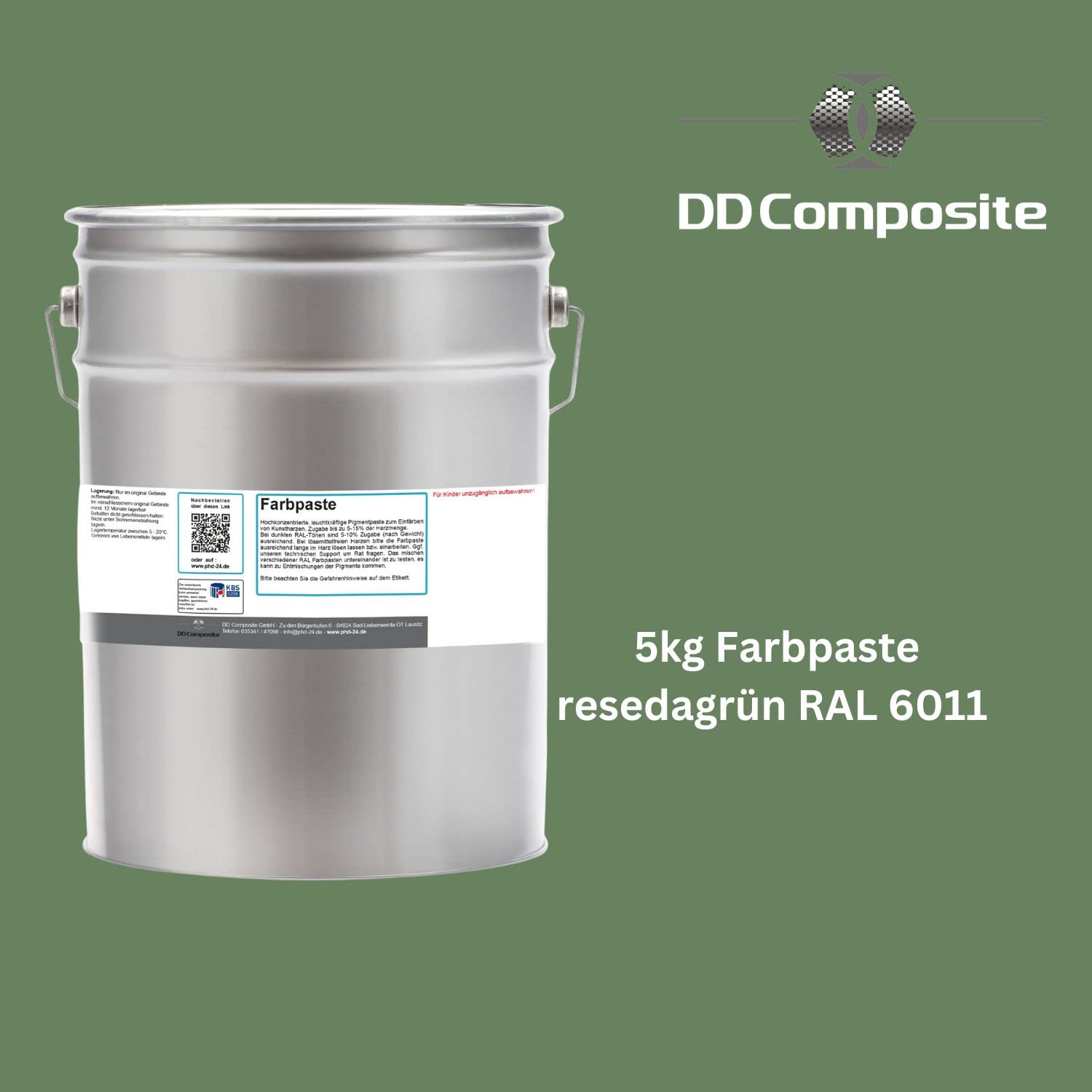 DD Composite Farbpaste 5kg resedagrün RAL6011 Pigment hochkonzentriert für Kunstharze Epoxidharz Resin Polyesterharz Gießharz farbintensiv deckend