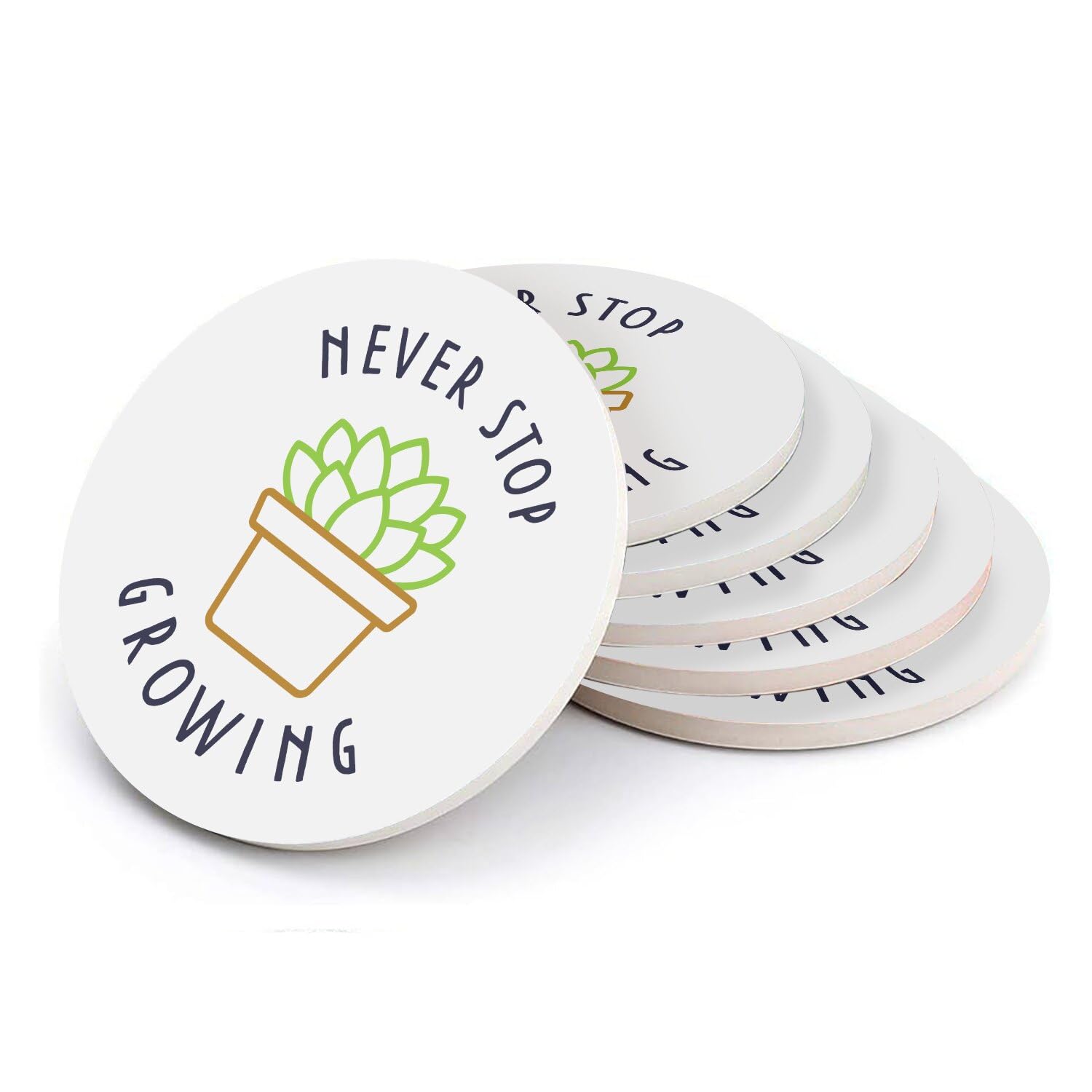 Sous-verre céramique Never Stop Growing, cadeau idéal pour passionné de plantes