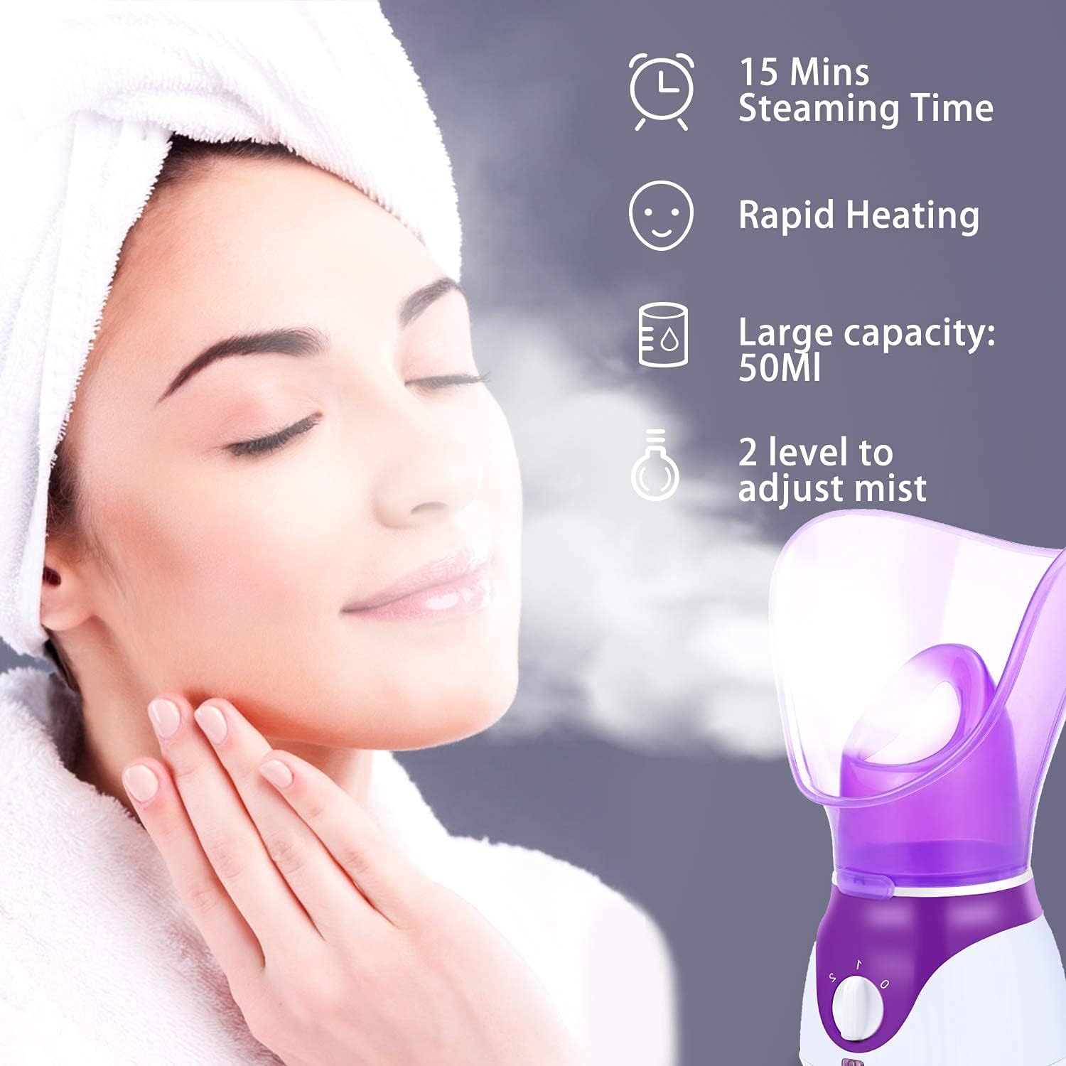 Face Steamer, Facial Steamer Nano Ionic Hot and Cold Mist Humidifier, Face Steamer Sauna for Facial Deep Cleaning Pores, Face Steamer Inhaler SPA Moisturizing Atomizer for Dry Skin : Beauty & Personal Care