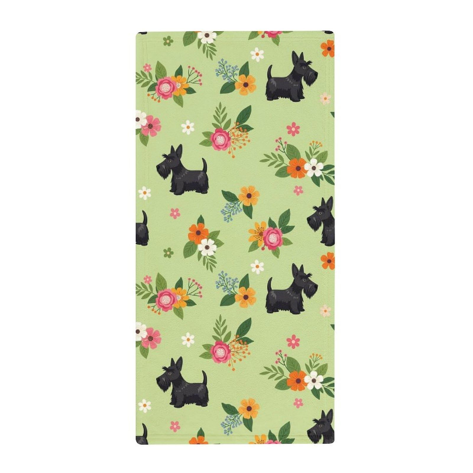 Anceky Lightweight Travel Towels, Black Scottie Dog Absorbent Fingertip Towels for Camping, Yoga & Gym Essentials
