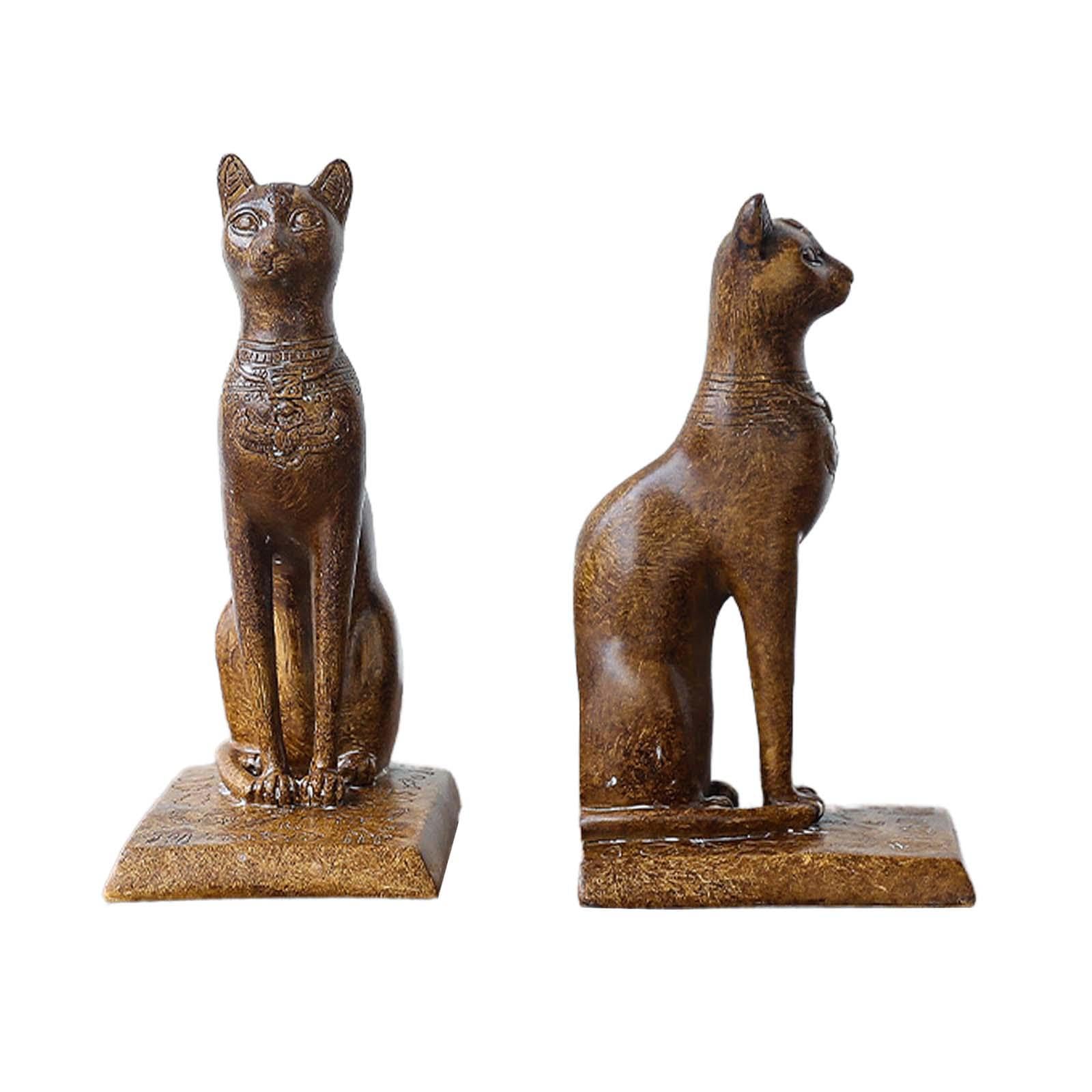 FLCPJGV Sujetalibros con Estatuas de Gato Egipcio, Sujetalibros Coleccionables, Vintage, 2 Uds.