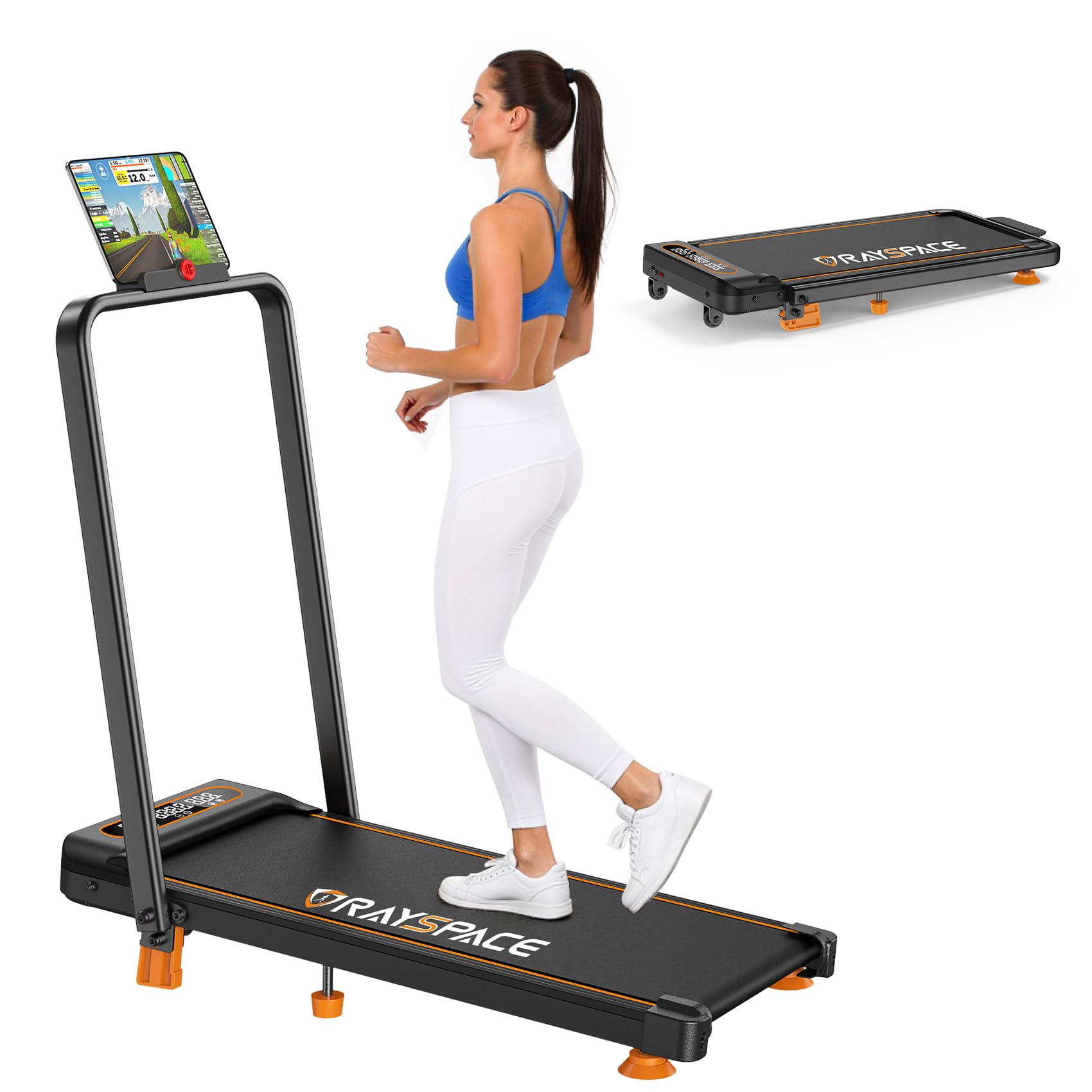 Rayspace 3.5HP Walking Pad with Incline, 330Lbs Capacity, LED